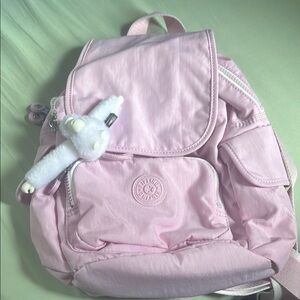 Kipling Pink Backpack with Plush Charm